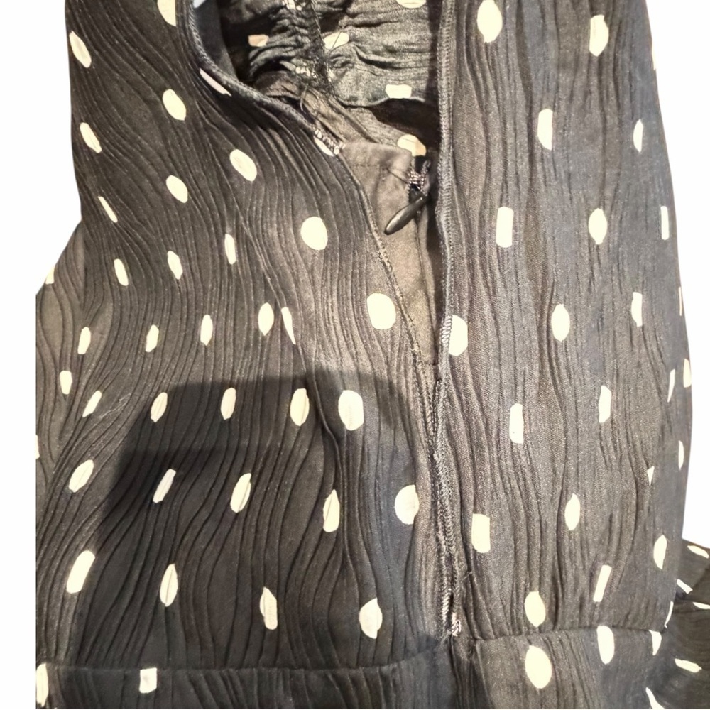 En Saison Darlene Midi Dress Polka Dot Black White Tie Back Deep V | Plus 3X - Picture 12 of 14
